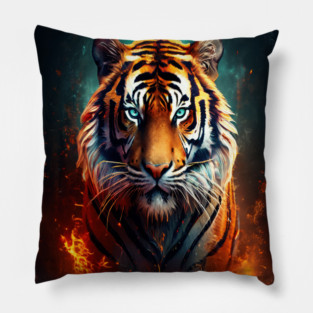 Mystical Orange Tiger Pillow