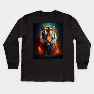 Mystical Orange Tiger Kids Long Sleeve T-Shirt