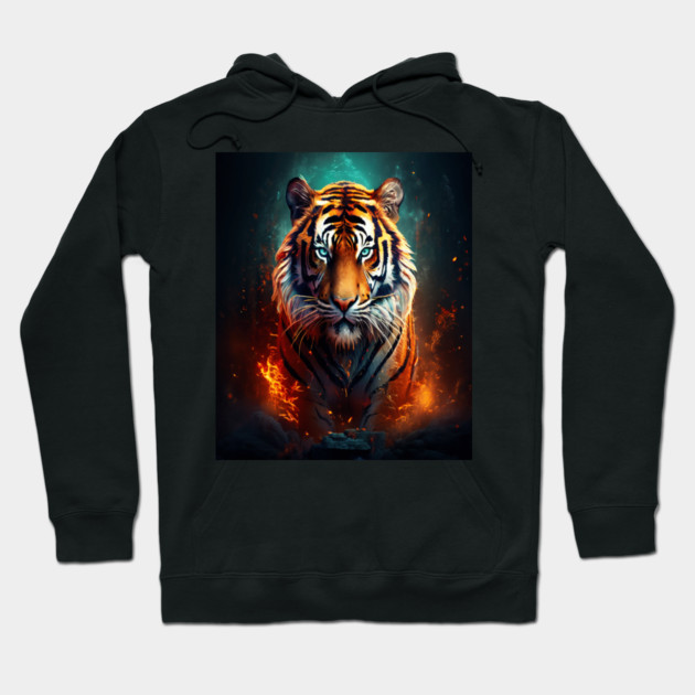 Mystical Orange Tiger Hoodie by BirdsnStuff