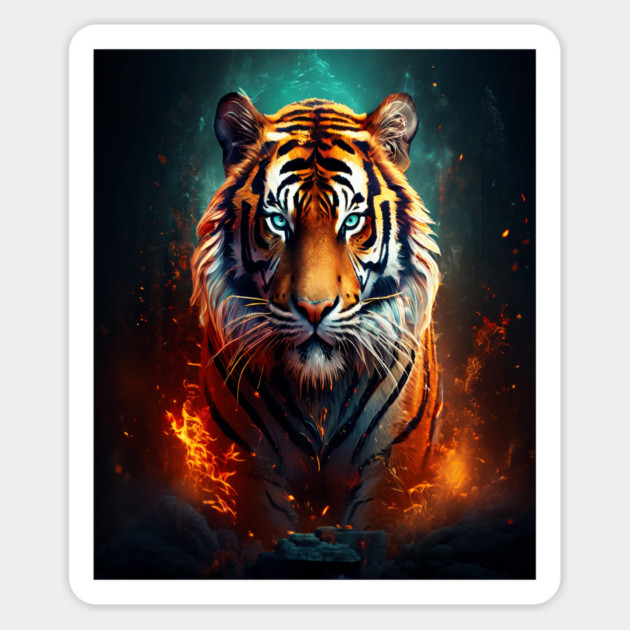 Mystical Orange Tiger Magnet by BirdsnStuff
