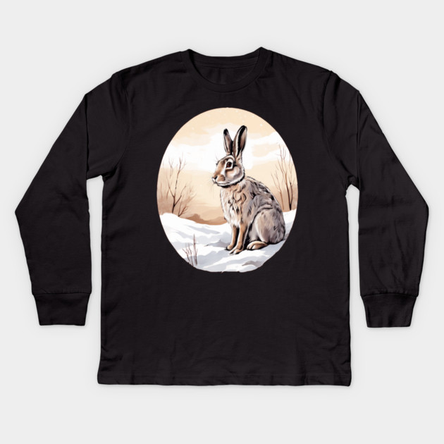 Circular Art with Bunny Rabbit Kids Long Sleeve T-Shirt by BirdsnStuff