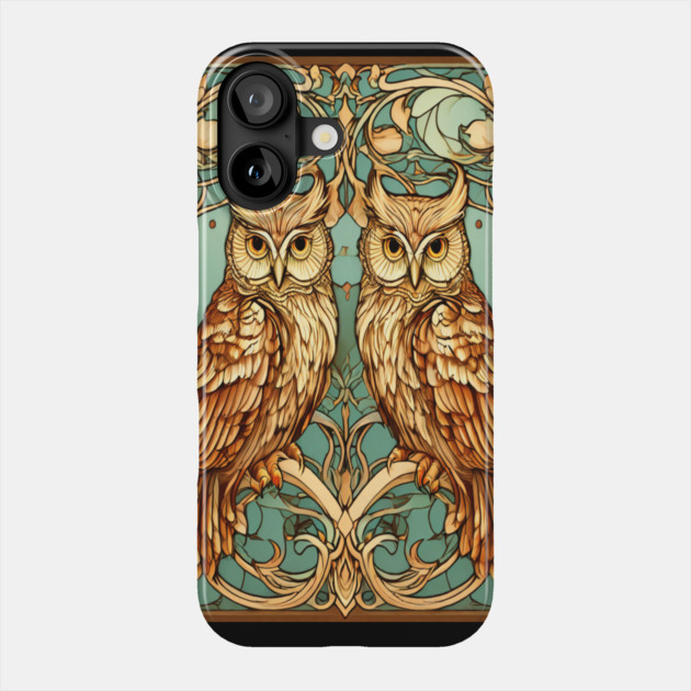 Owls in Nouveau Style Art Phone Case by BirdsnStuff