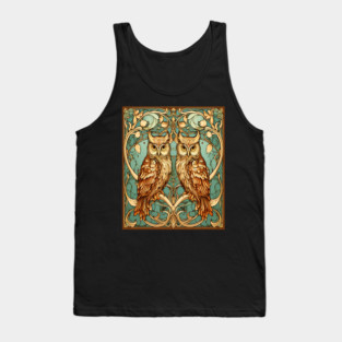 Owls in Nouveau Style Art Tank Top