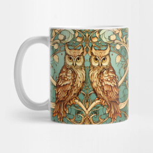 Owls in Nouveau Style Art Mug