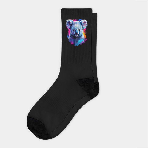 Cute and Vibrant Painted Koala Socks by BirdsnStuff
