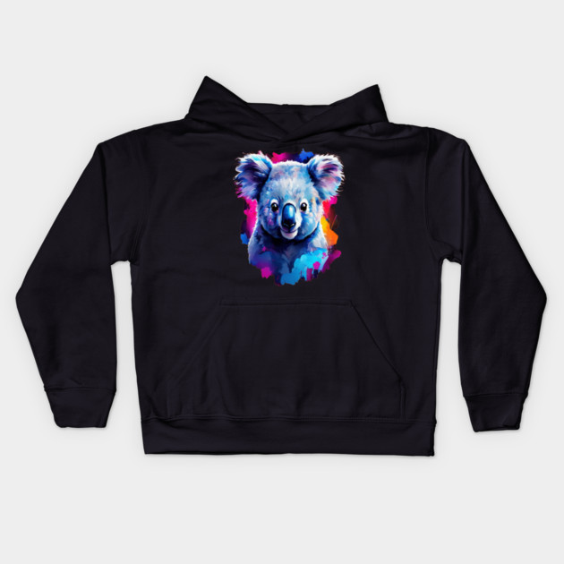 Cute and Vibrant Painted Koala Kids Hoodie by BirdsnStuff