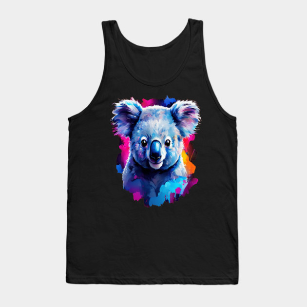 Cute and Vibrant Painted Koala Tank Top by BirdsnStuff