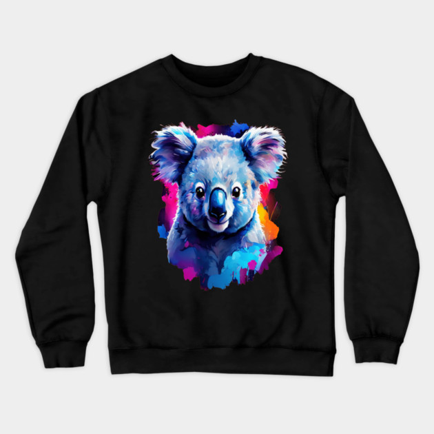 Cute and Vibrant Painted Koala Crewneck Sweatshirt by BirdsnStuff