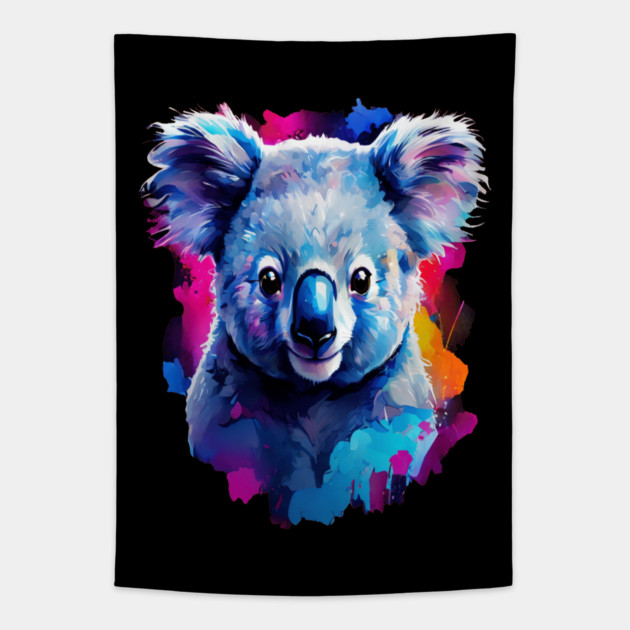 Cute and Vibrant Painted Koala Tapestry by BirdsnStuff