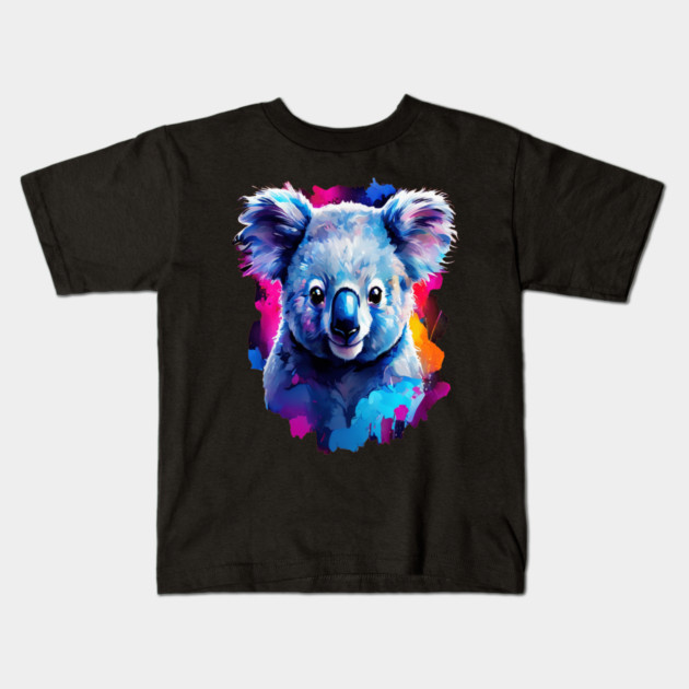 Cute and Vibrant Painted Koala Kids T-Shirt by BirdsnStuff
