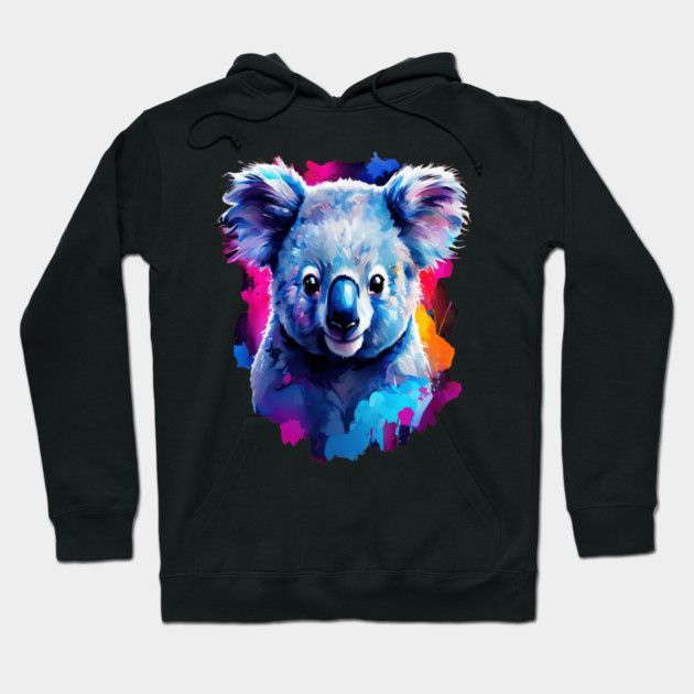Cute and Vibrant Painted Koala Hoodie by BirdsnStuff