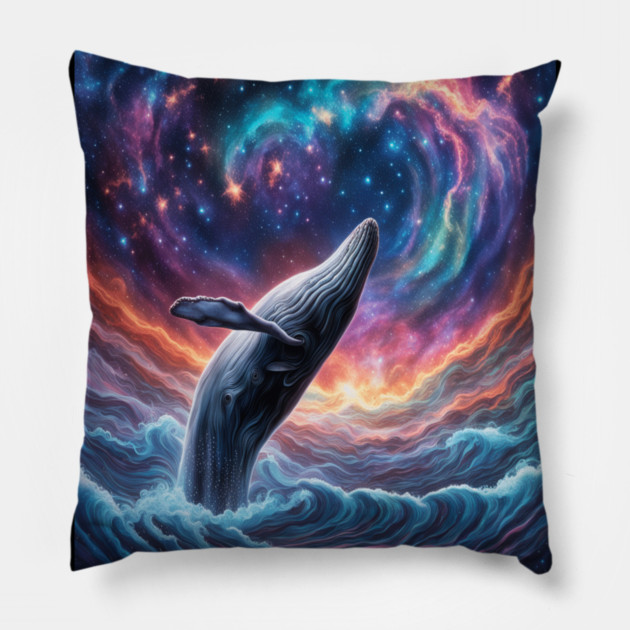 Celestrial Watercolor Whale Pillow by BirdsnStuff