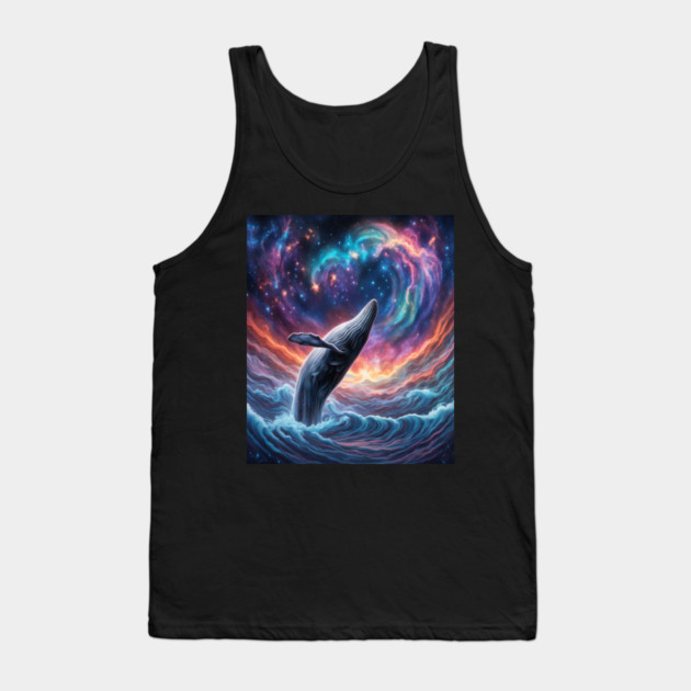 Celestrial Watercolor Whale Tank Top by BirdsnStuff