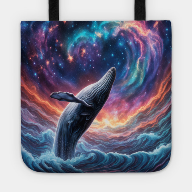 Celestrial Watercolor Whale Tote by BirdsnStuff