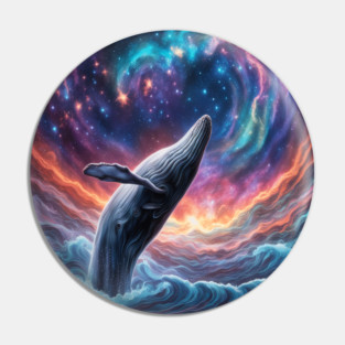 Celestrial Watercolor Whale Pin