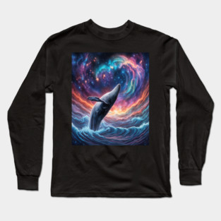 Celestrial Watercolor Whale Long Sleeve T-Shirt