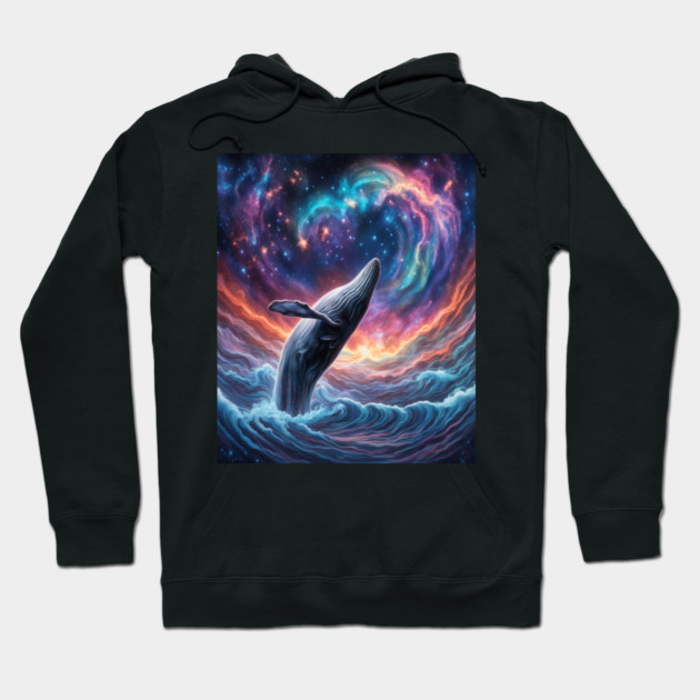 Celestrial Watercolor Whale Hoodie by BirdsnStuff