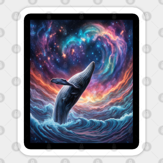 Celestrial Watercolor Whale Sticker by BirdsnStuff