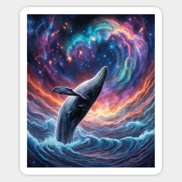 Celestrial Watercolor Whale Magnet by BirdsnStuff