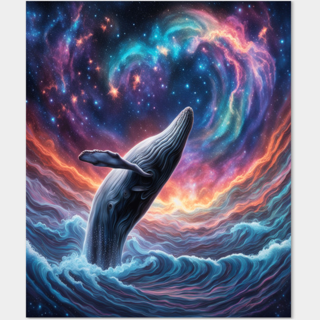 Celestrial Watercolor Whale Wall Art by BirdsnStuff