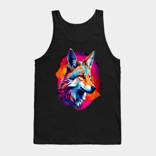 Jackal in Watercolor Splash Tank Top by BirdsnStuff