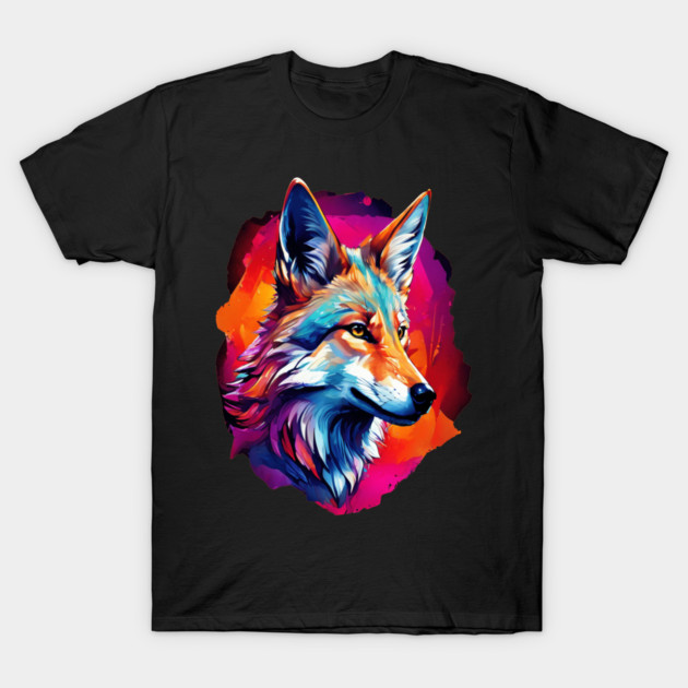 Jackal in Watercolor Splash T-Shirt by BirdsnStuff