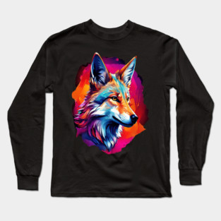 Jackal in Watercolor Splash Long Sleeve T-Shirt