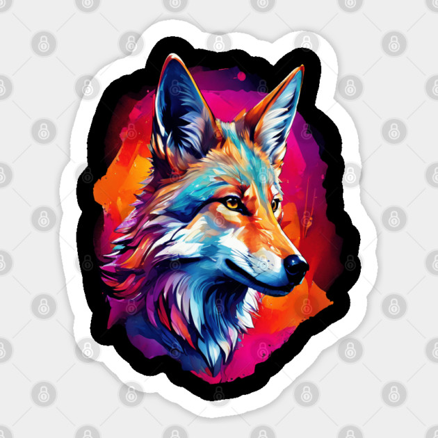 Jackal in Watercolor Splash Sticker by BirdsnStuff