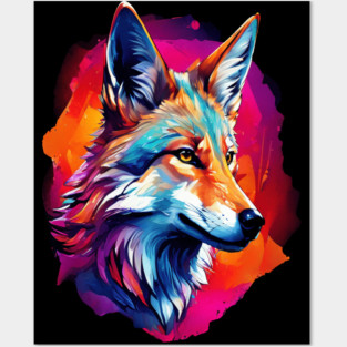 Jackal in Watercolor Splash Posters and Art