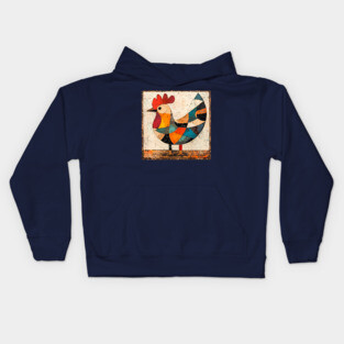 Chicken - Cubist Style Retro Colorful Abstract Design Kids Hoodie