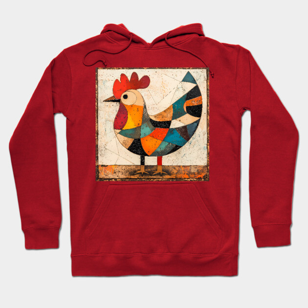 Chicken - Cubist Style Retro Colorful Abstract Design Hoodie by TuncGK