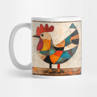 Chicken - Cubist Style Retro Colorful Abstract Design Mug
