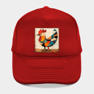 Chicken - Cubist Style Retro Colorful Abstract Design Hat