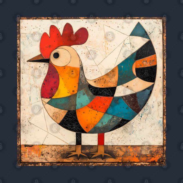 Chicken - Cubist Style Retro Colorful Abstract Design by TuncGK