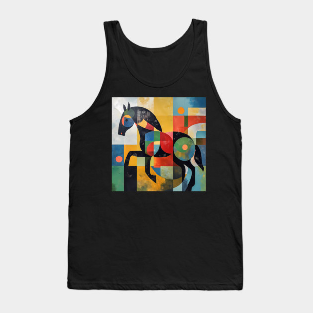 Horse - Modernist Style Colored Abstract Animal Tank Top by TuncGK