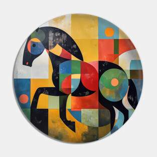 Horse - Modernist Style Colored Abstract Animal Pin
