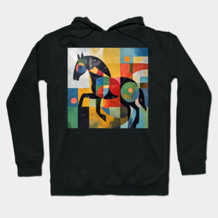 Horse - Modernist Style Colored Abstract Animal Hoodie