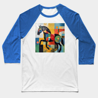 Horse - Modernist Style Colored Abstract Animal Baseball T-Shirt