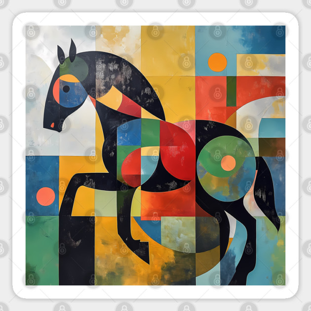 Horse - Modernist Style Colored Abstract Animal Sticker by TuncGK