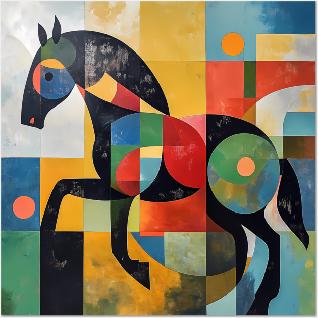 Horse - Modernist Style Colored Abstract Animal Wall Art by TuncGK