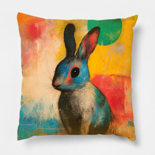 Rabbit - Watercolor Style Cute Animal Pillow