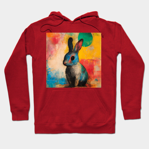Rabbit - Watercolor Style Cute Animal Hoodie by TuncGK