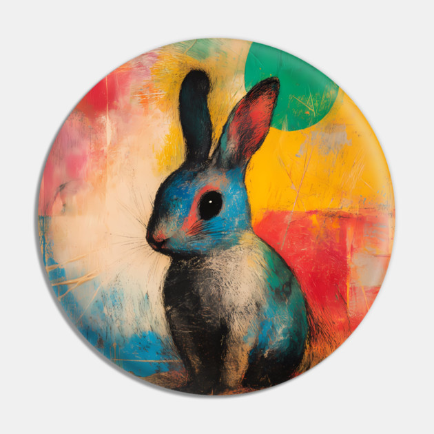 Rabbit - Watercolor Style Cute Animal Pin by TuncGK