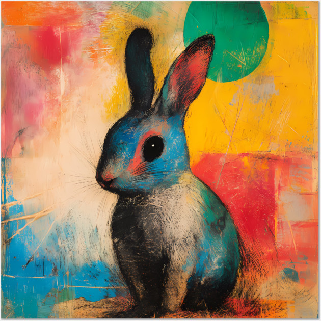 Rabbit - Watercolor Style Cute Animal Wall Art by TuncGK