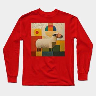 Sheep - Retro Modernism Style Colorful Abstraction Long Sleeve T-Shirt