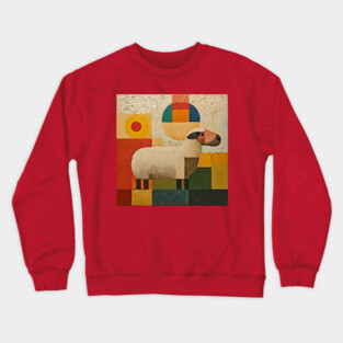 Sheep - Retro Modernism Style Colorful Abstraction Crewneck Sweatshirt