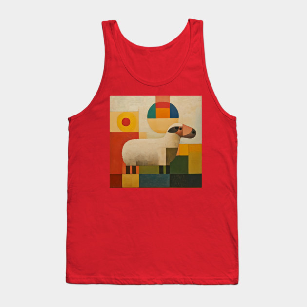 Sheep - Retro Modernism Style Colorful Abstraction Tank Top by TuncGK