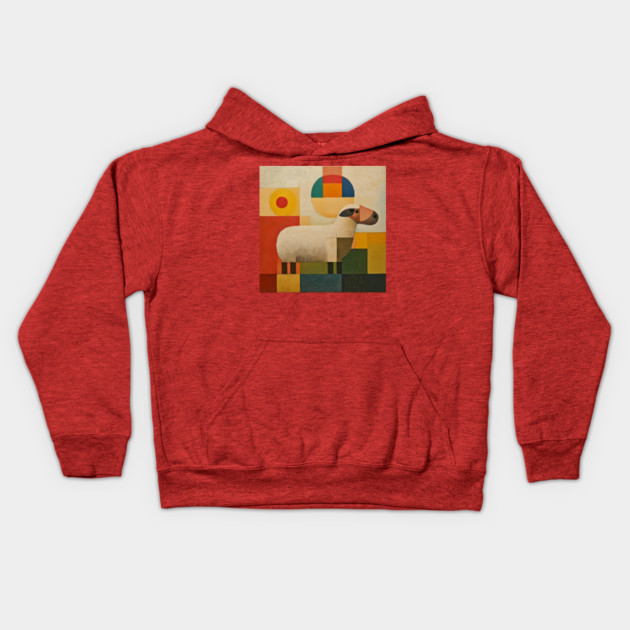 Sheep - Retro Modernism Style Colorful Abstraction Kids Hoodie by TuncGK