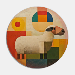 Sheep - Retro Modernism Style Colorful Abstraction Pin