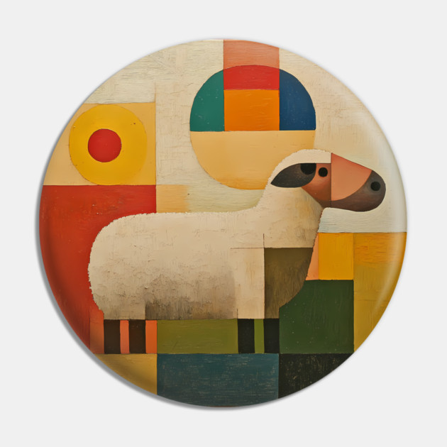 Sheep - Retro Modernism Style Colorful Abstraction Pin by TuncGK